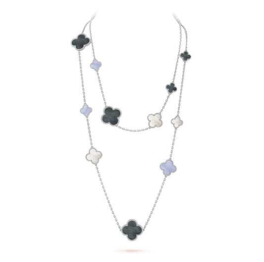 [Rose Jewellery]CLOVER 16 MOTIF CHALCEDONY MOP SILVER NECKLACE