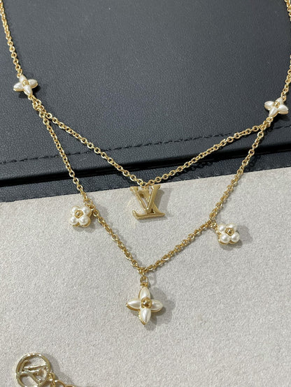 [Rose Jewellery]LV FLOWERGRAM GOLD MOP DOUBLE ROW NECKLACE