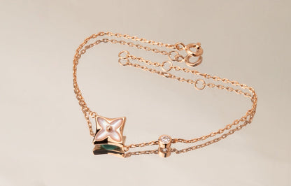 [Rose Jewellery]LV STAR PINK MOP 1 DIAMOND PINK GOLD NECKLACE