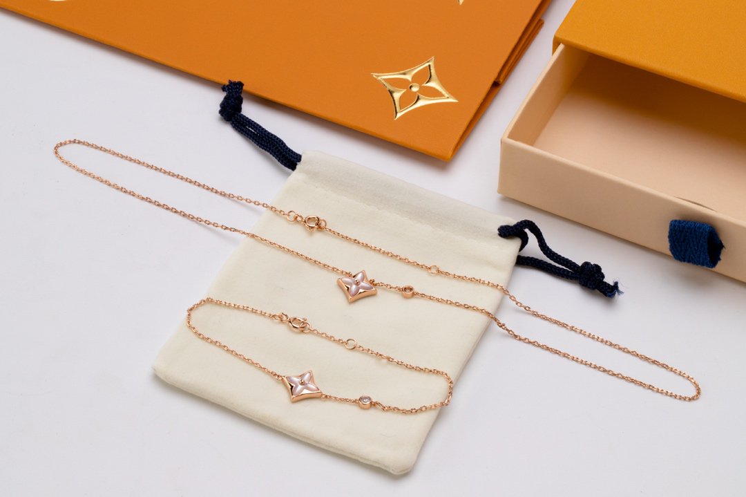 [Rose Jewellery]LV STAR PINK MOP 1 DIAMOND PINK GOLD NECKLACE