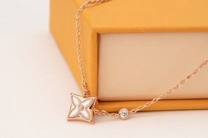 [Rose Jewellery]LV STAR PINK MOP 1 DIAMOND PINK GOLD NECKLACE