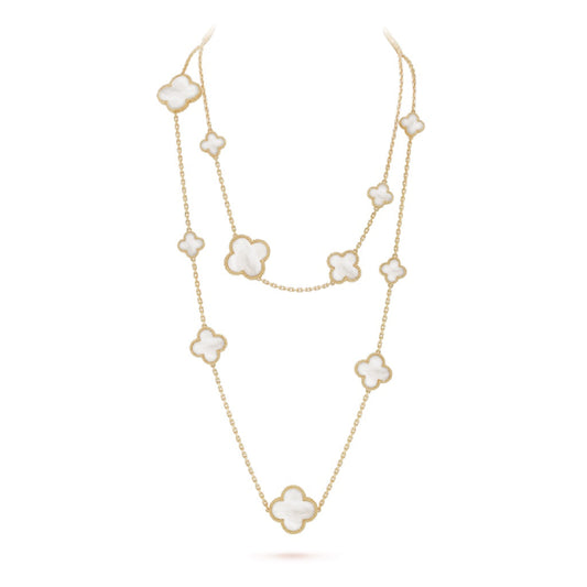 [Rose Jewellery]CLOVER 16 MOTIF WHITE MOP GOLD NECKLACE