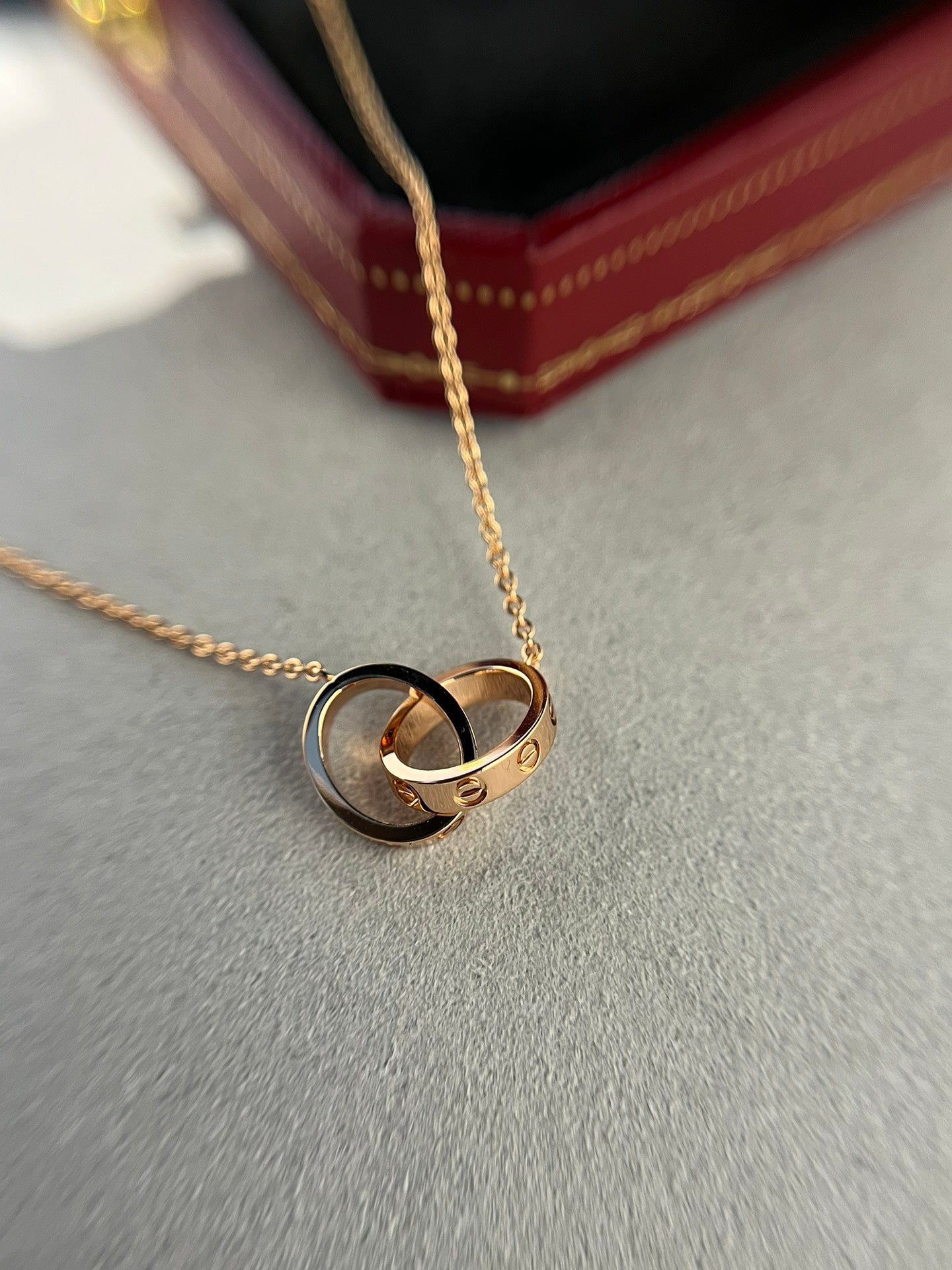 [Rose Jewellery]LOVE NECKLACE DOUBLE RING PINK GOLD