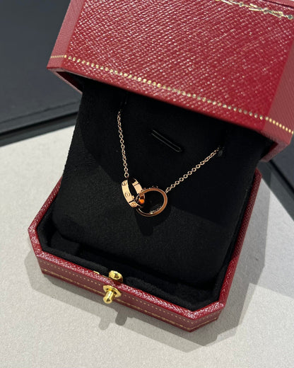 [Rose Jewellery]LOVE NECKLACE DOUBLE RING PINK GOLD