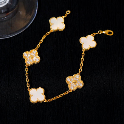 [Rose Jewellery]CLOVER BRACELET 5 MOTIF WHITE MOP DIAMOND