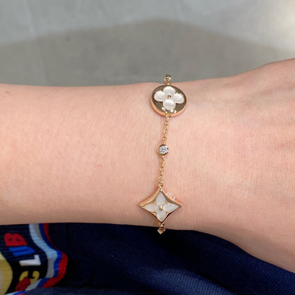 [Rose Jewellery]STAR AND SUN 4 MOTIF WHITE MOP PINK GOLD BRACELET