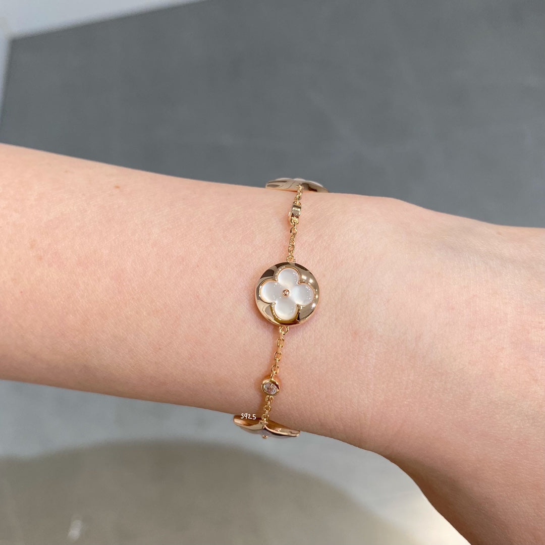 [Rose Jewellery]STAR AND SUN 4 MOTIF WHITE MOP PINK GOLD BRACELET