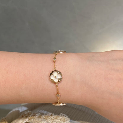 [Rose Jewellery]STAR AND SUN 4 MOTIF WHITE MOP PINK GOLD BRACELET