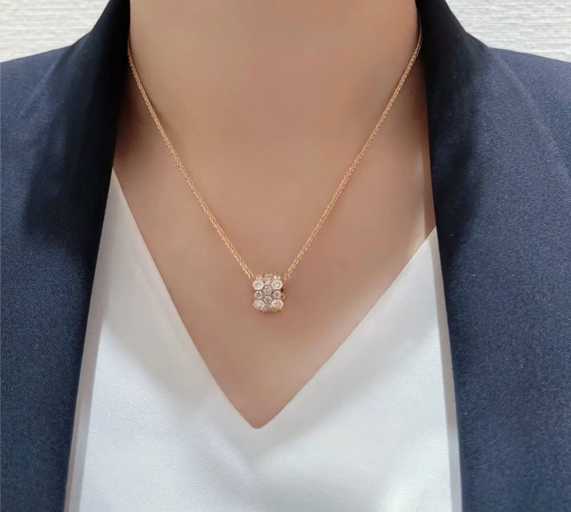 [Rose Jewellery]BEE LOVE DIAMOND PAVED 3 ROW NECKLACE