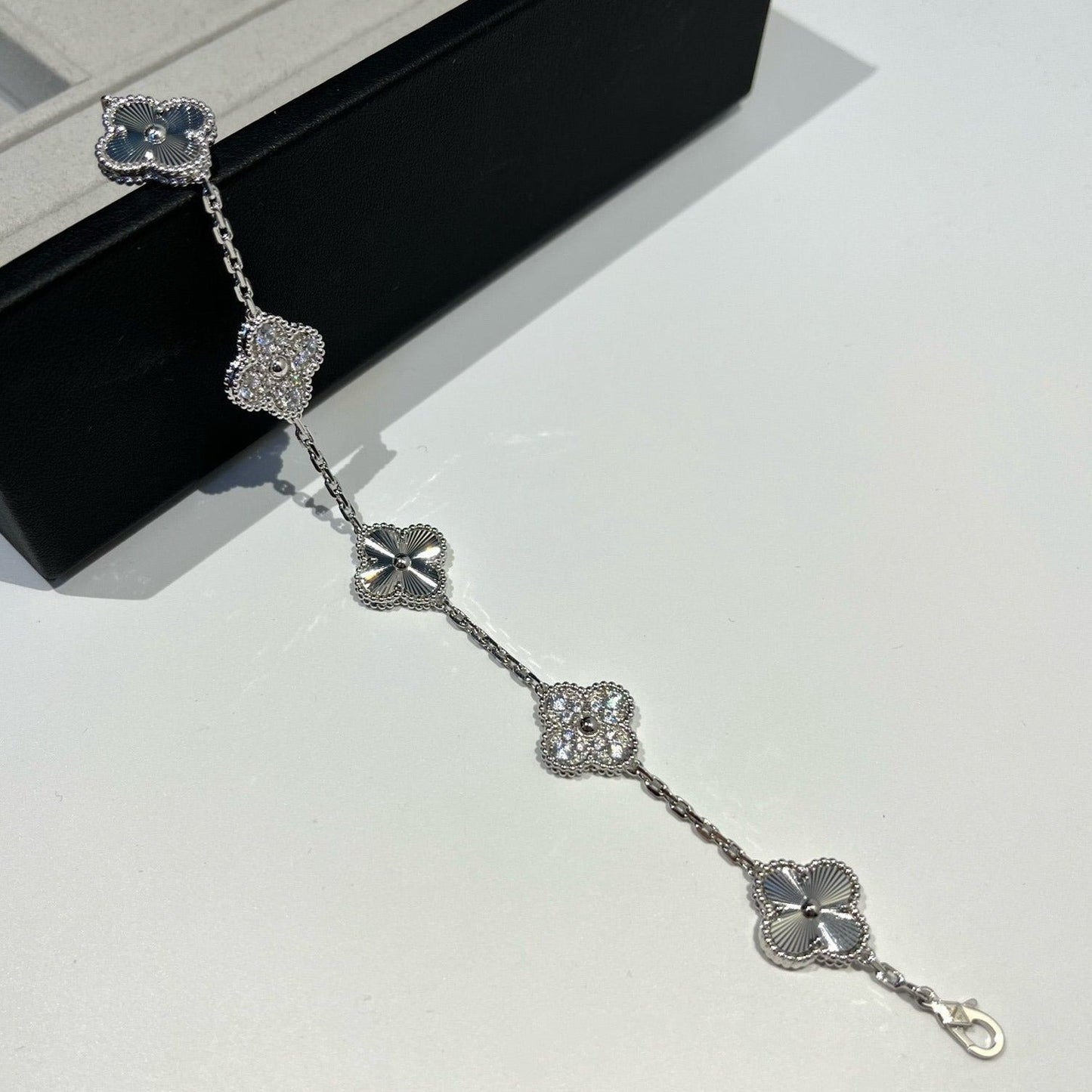 [Rose Jewellery]CLOVER 5 MOTIF SILVER DIAMOND BRACELET