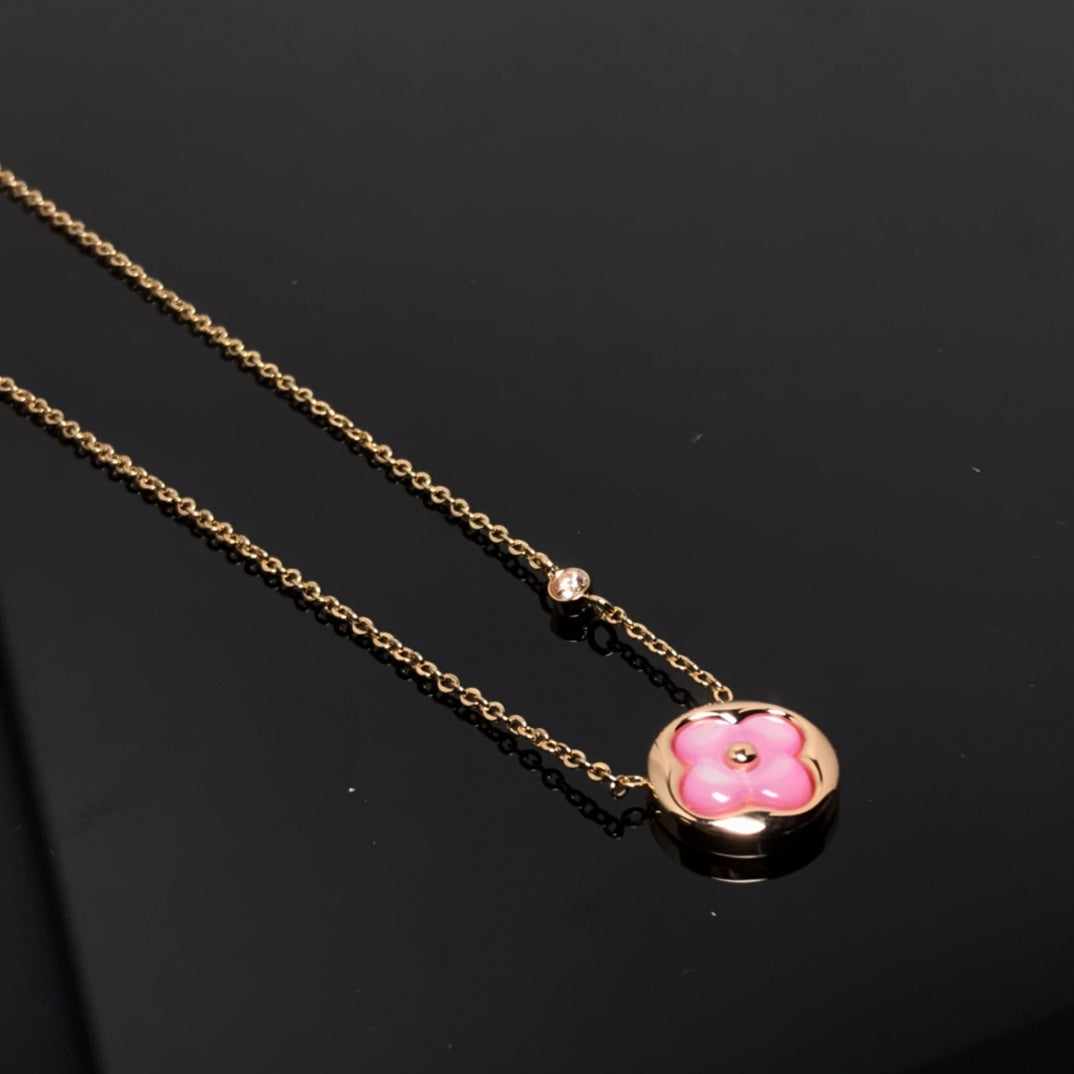 [Rose Jewellery]LV COLOR BLOSSOM PINK MOP SUN GOLD NECKLACE