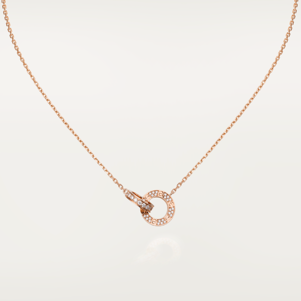 [Rose Jewellery]LOVE 7.6MM NECKLACE ROSE GOLD AND SILVER  FULL DIAMOND