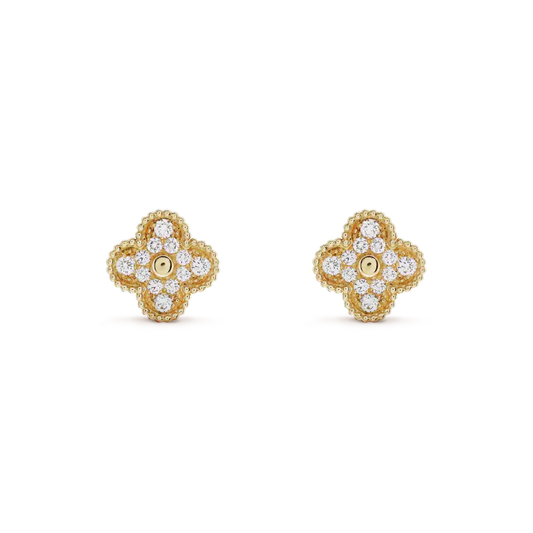 [Rose Jewellery]CLOVER MEDIUM 1 MOTIFS FUll DIAMOND EARRINGS