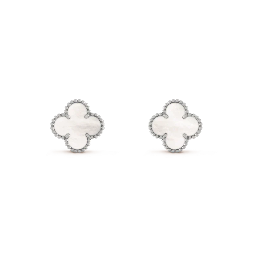 [Rose Jewellery]CLOVER MEDIUM 1 MOTIFS  WHITE MOP EARRINGS SILVER