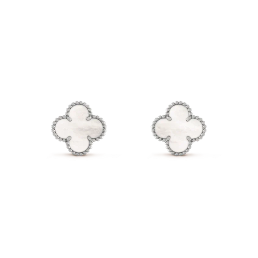 [Rose Jewellery]CLOVER MEDIUM 1 MOTIFS  WHITE MOP EARRINGS SILVER