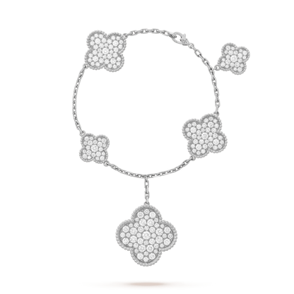 [Rose Jewellery]CLOVER 6 MOTIFS SILVER DIAMOND BRACELET