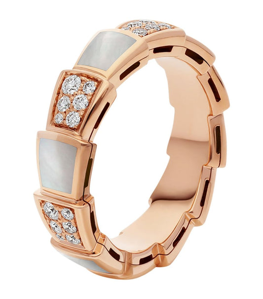 [Rose Jewellery]SERPENTI RING PINK GOLD MOP DIAMOND PAVED 4MM