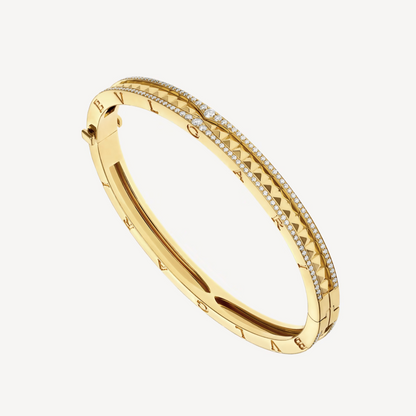 [Rose Jewellery]ZERO 1 SPIRAL AND PAVED DIAMOND GOLD BRACELET