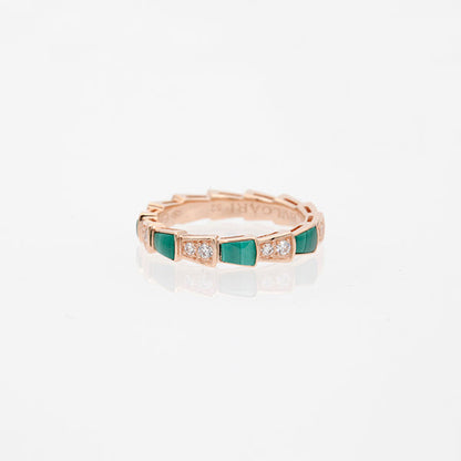 [Rose Jewellery]SERPENTI RING PINK GOLD MALACHITE DIAMOND 3MM