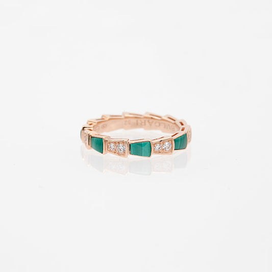 [Rose Jewellery]SERPENTI RING PINK GOLD MALACHITE DIAMOND 3MM