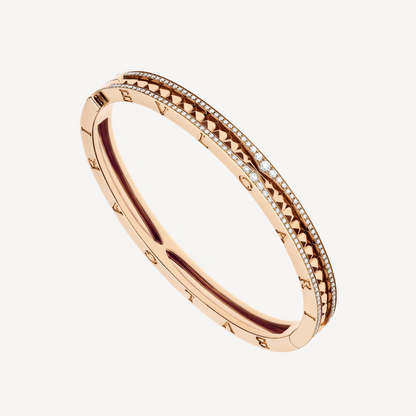 [Rose Jewellery]ZERO 1 SPIRAL AND PAVED DIAMOND PINK GOLD BRACELET