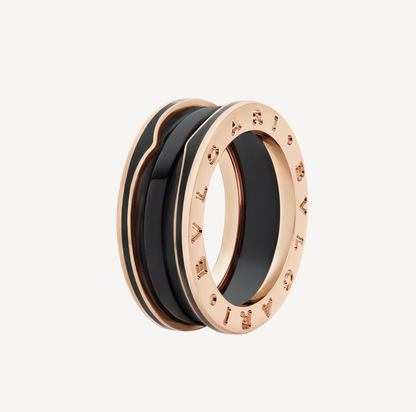 [Rose Jewellery]ZERO 1 TWO-BAND WITH MATTE BLACK CERAMIC PINK GOLD RING