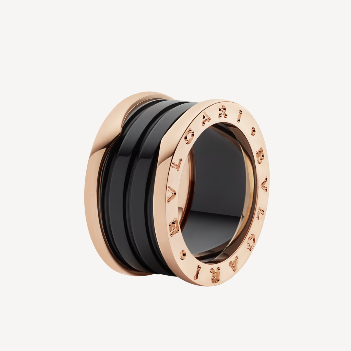 [Rose Jewellery]ZERO 1 FOUR-BAND LOOPS AND BLACK CERAMIC SPIRAL PINK GOLD RING