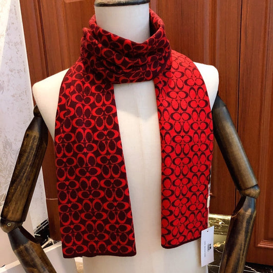 KNIT CASHMERE SCARF GARNET RED MIX BLACK 619590