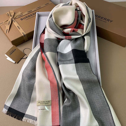 SCARF 200 CM IN WHITE MIX BLACK CASHMERE 394729