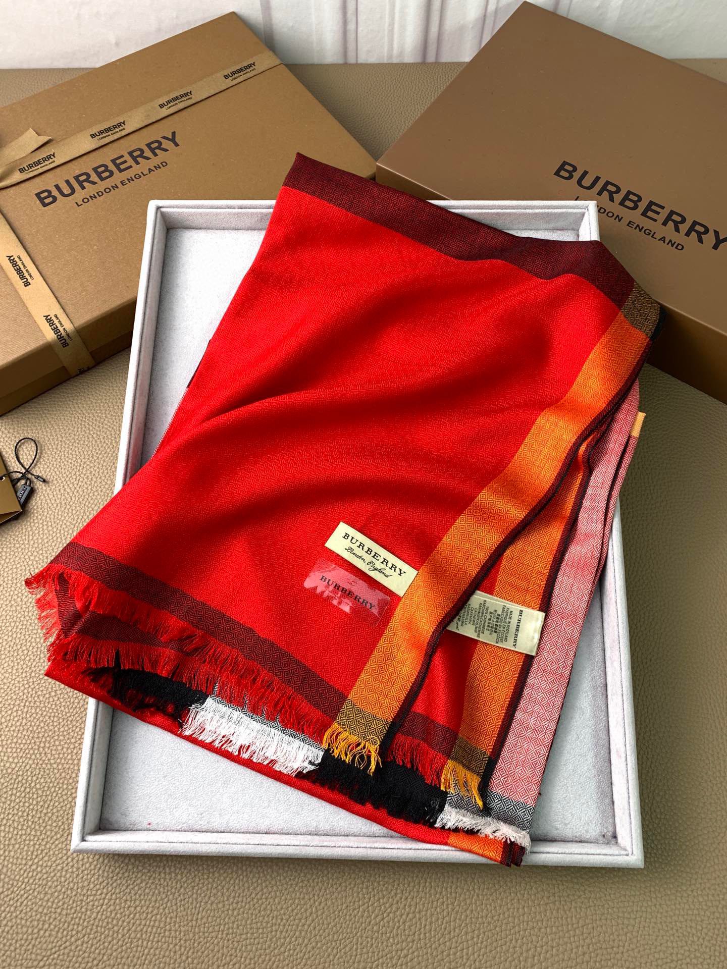 SCARF 200 CM IN ORANGE RED CASHMERE 394730