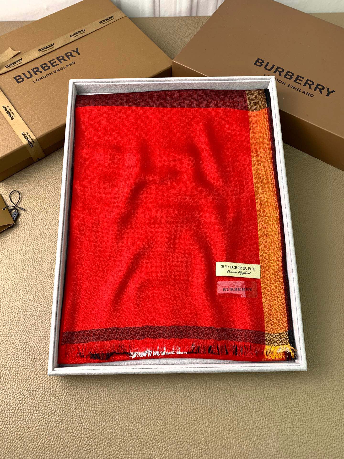 SCARF 200 CM IN ORANGE RED CASHMERE 394730