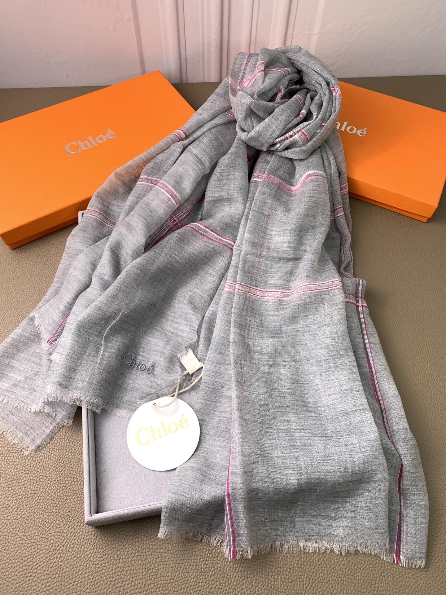 SCARF 200 CM IN SMOKE GRAY CASHMERE 386537