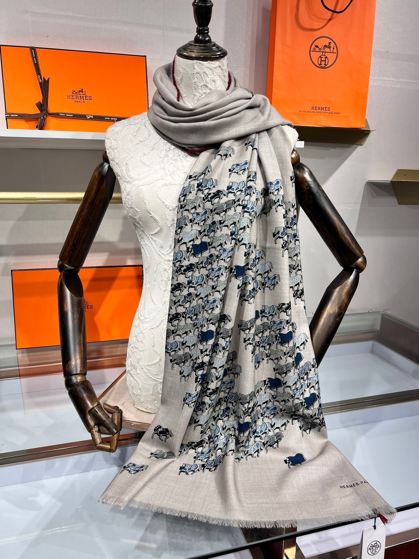 SCARF 185 CM IN DOVE GREY MIX COLORFUL CASHMERE 388010