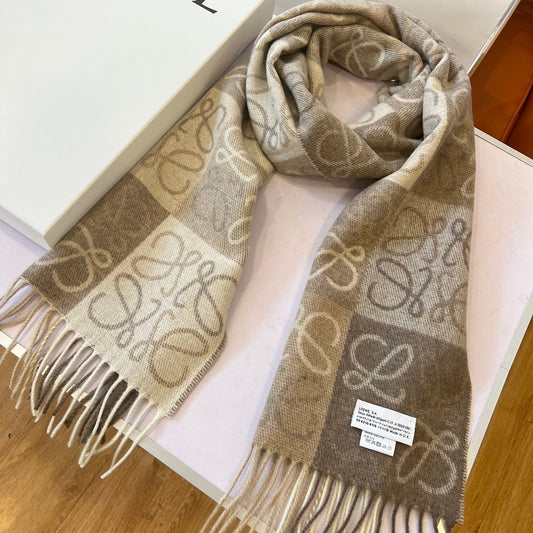 SCARF 180 CM IN WHITE MIX BEIGE WOOL AND CASHMERE 410095