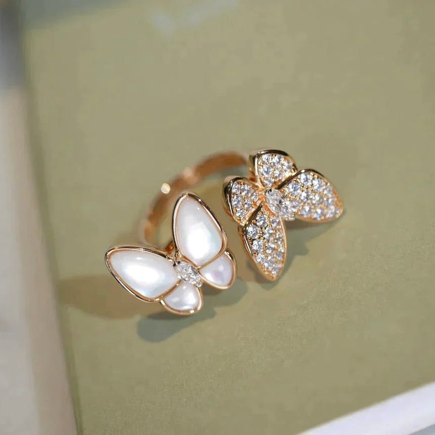 [Rose Jewellery]TWIN BUTTERFLY DIAMOND MOP RING