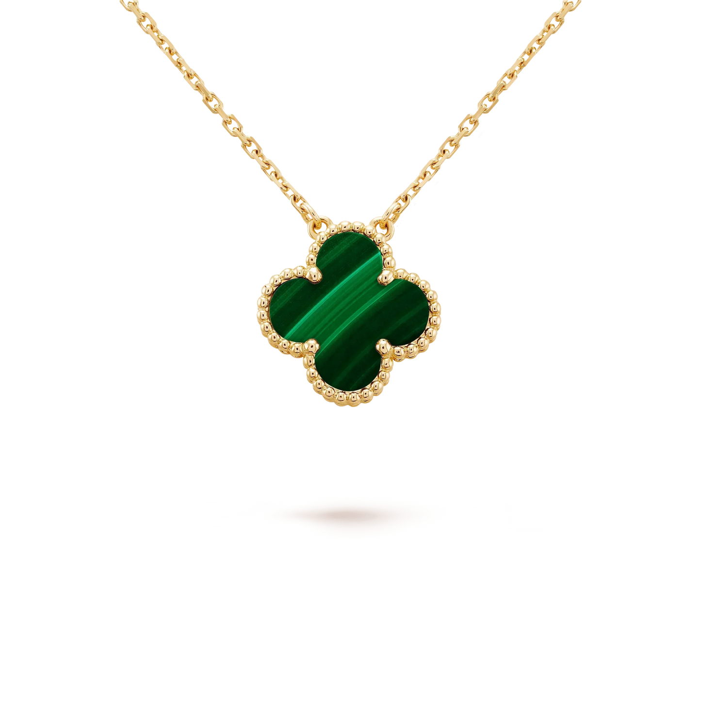 [Rose Jewellery]CLOVER 15MM MALACHITE SINGLE FLOWER  NECKLACE