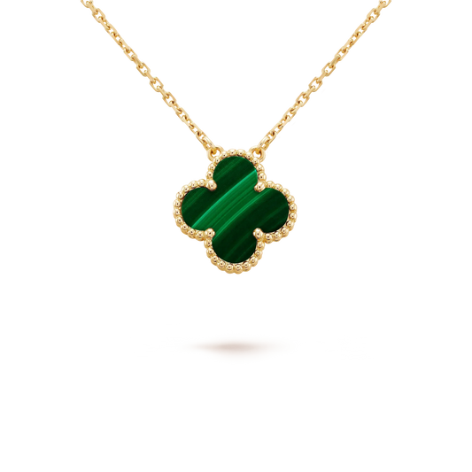 [Rose Jewellery]CLOVER 15MM MALACHITE SINGLE FLOWER  NECKLACE