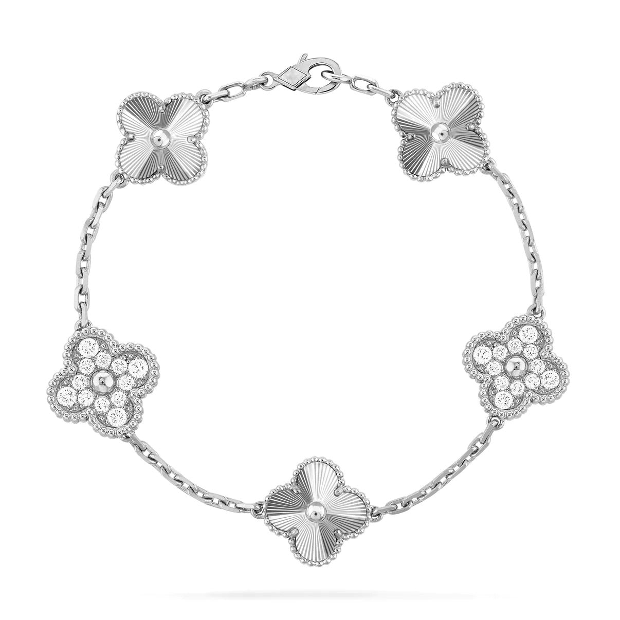 [Rose Jewellery]CLOVER 5 MOTIF SILVER DIAMOND BRACELET