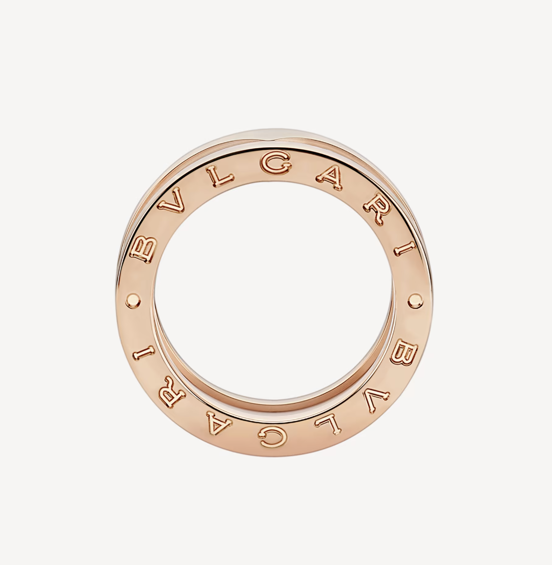 [Rose Jewellery]ZERO 1 TWO-BAND LOOPS AND WHITE CERAMIC SPIRAL PINK GOLD RING