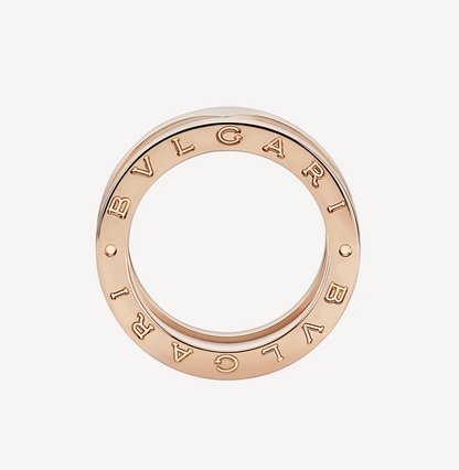 [Rose Jewellery]ZERO 1 TWO-BAND LOOPS AND WHITE CERAMIC SPIRAL PINK GOLD RING