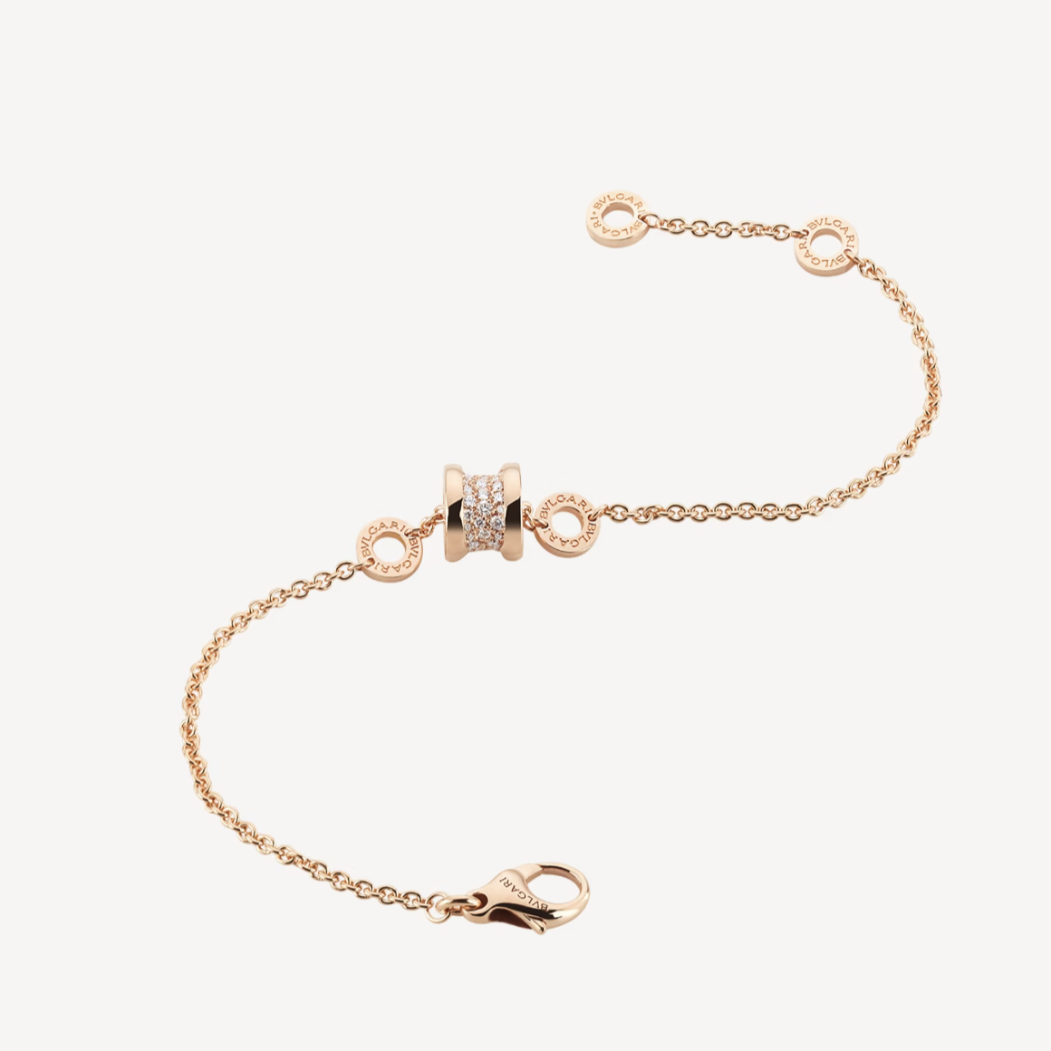 [Rose Jewellery]ZERO 1 SOFT PINK GOLD WITH PAVED DIAMONDS ON THE SPIRAL BRACELET