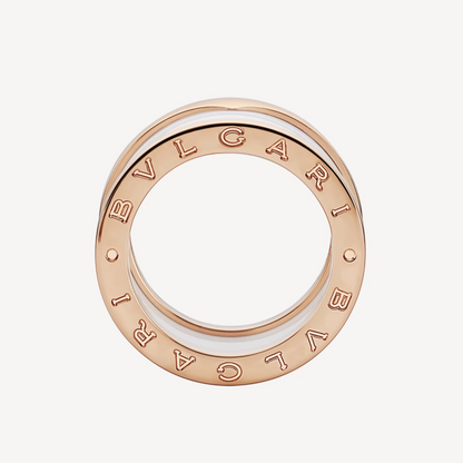 [Rose Jewellery]ZERO 1 FOUR-BAND LOOPS AND WHITE CERAMIC SPIRAL PINK GOLD RING