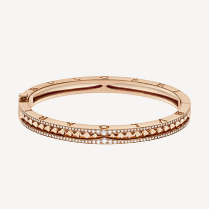 [Rose Jewellery]ZERO 1 SPIRAL AND PAVED DIAMOND PINK GOLD BRACELET