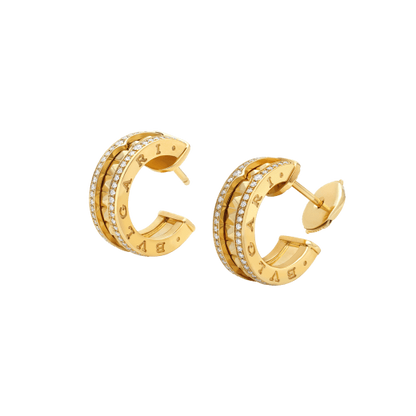 [Rose Jewellery]ZERO 1 ROCK GOLD EARRINGS WITH STUDDED SPIRAL AND PAVED DIAMONDS