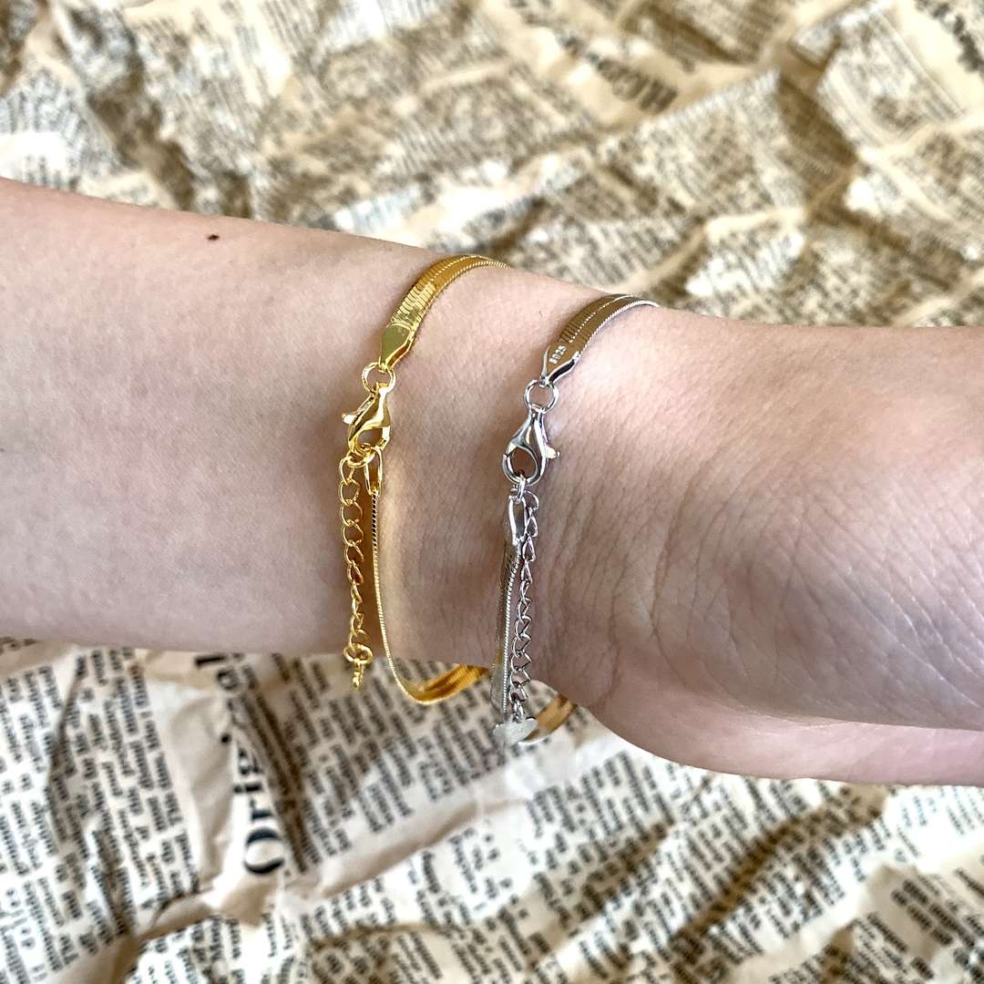 [Rose Jewellery]Flat Snake Bone Chain Blade Bracelet