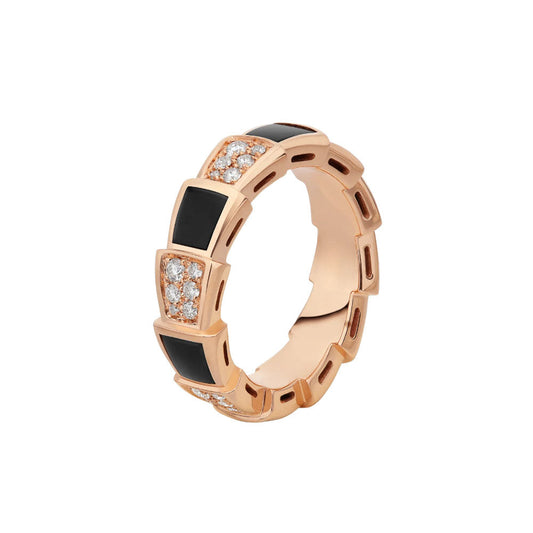 [Rose Jewellery]SERPENTI RING PINK GOLD BLACK MOP DIAMOND PAVED 4MM