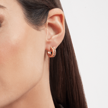 [Rose Jewellery]ZERO 1 ROCK GOLD EARRINGS WITH STUDDED SPIRAL AND PAVED DIAMONDS