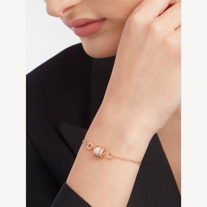 [Rose Jewellery]ZERO 1 SOFT PINK GOLD WITH PAVED DIAMONDS ON THE SPIRAL BRACELET