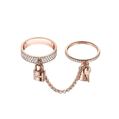 [Rose Jewellery]HM KELLY CLOCHETTE DOUBLE RING IN ROSE GOLD WITH DIAMONDS