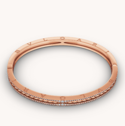 [Rose Jewellery]ZERO 1 SPIRAL AND PAVED DIAMOND PINK GOLD BRACELET